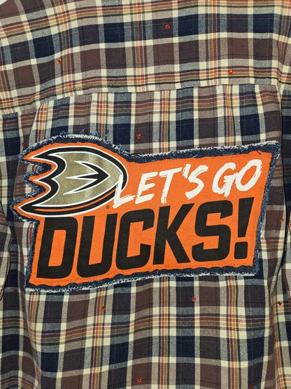 Anaheim Ducks Rhinestone Crop Flannel