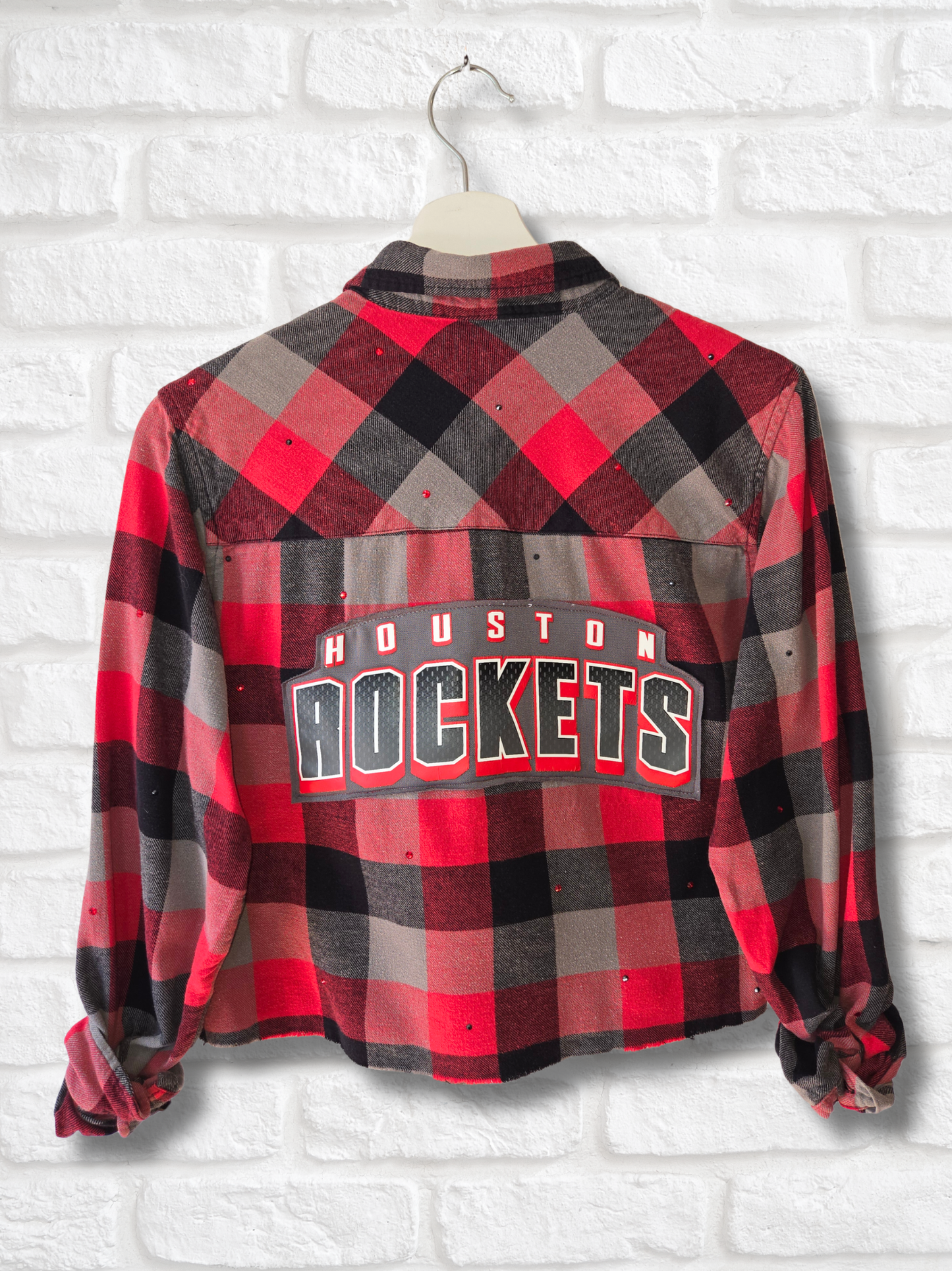 Houston Rockets Rhinestone Crop Flannel - Medium