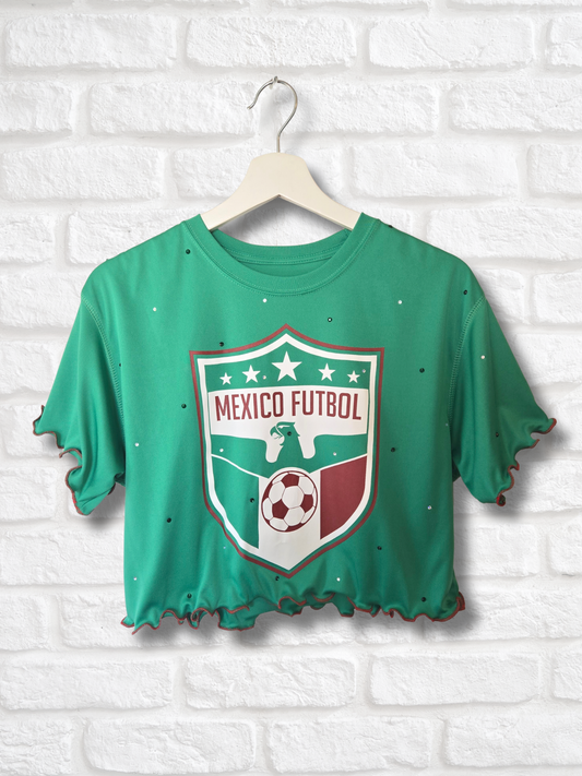 Team Mexico Ruffle Crop Top - Medium