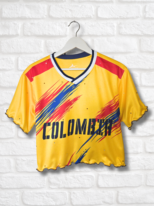 Team Colombia Ruffle Crop Top -  Medium