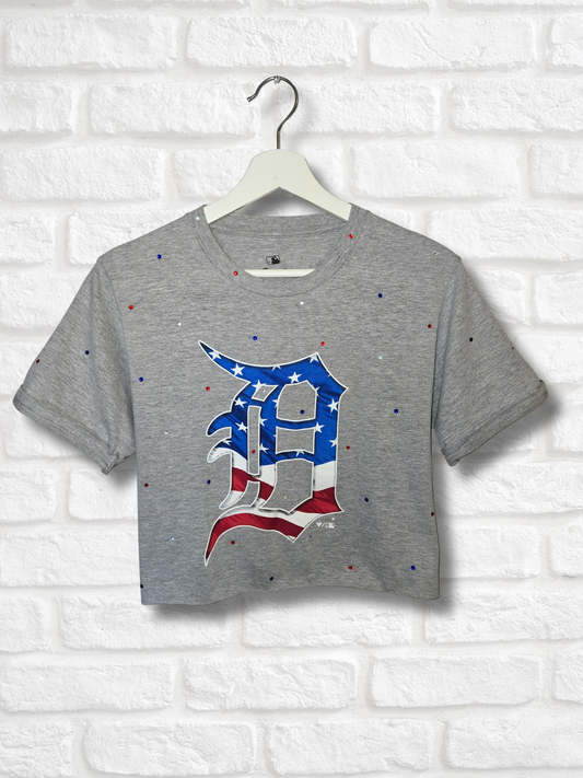 Detroit Tigers Stars & Stripes Crop Top- Small