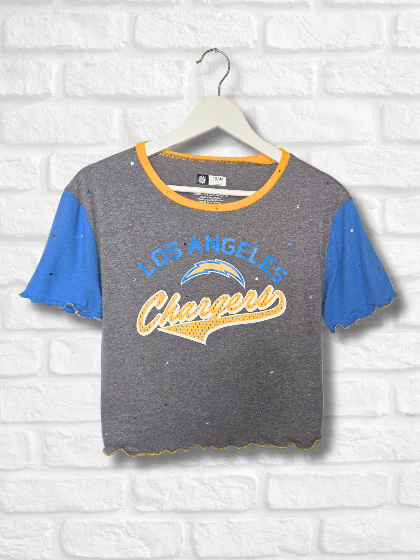 Los Angeles Chargers Ruffle Crop Top - Large