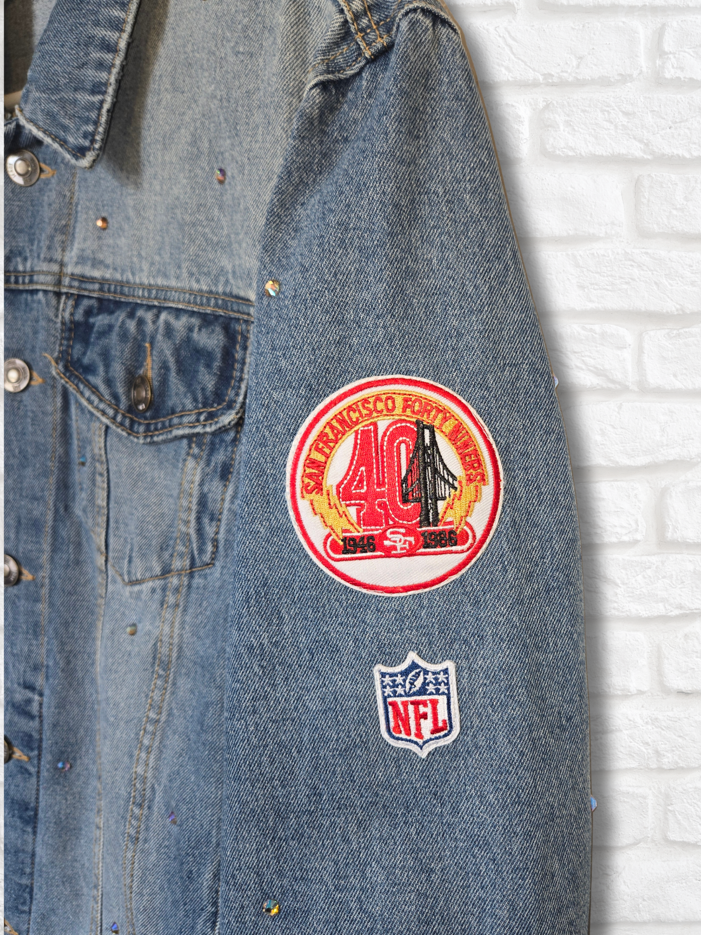 San Francisco 49ers Oversized Denim Jacket- Medium