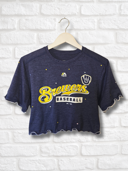 Milwaukee Brewers Ruffle Crop Top- Small