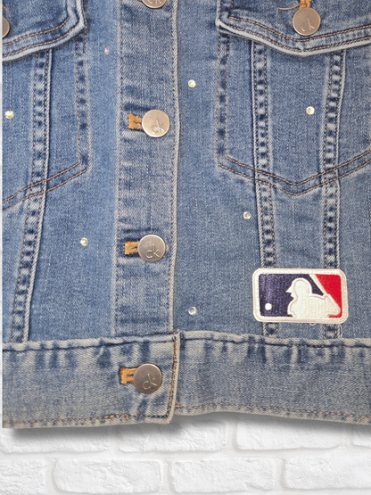 Los Angeles Dodgers Crop Denim Jacket- Small