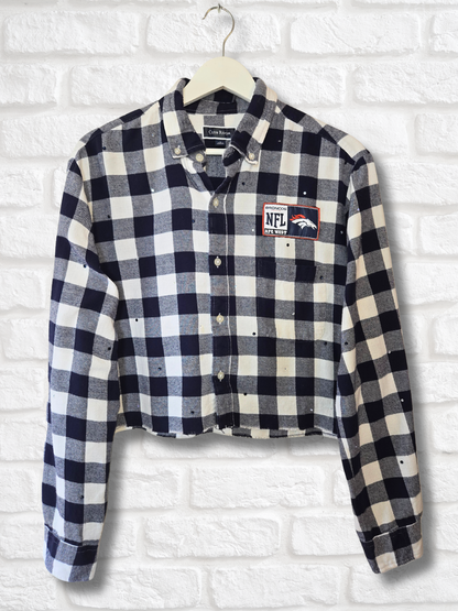 Denver Broncos Crop Rhinestone Flannel