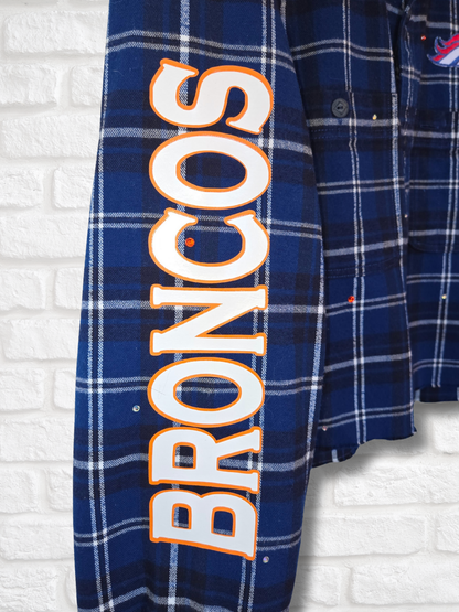 Denver Broncos Crop Rhinestone Flannel
