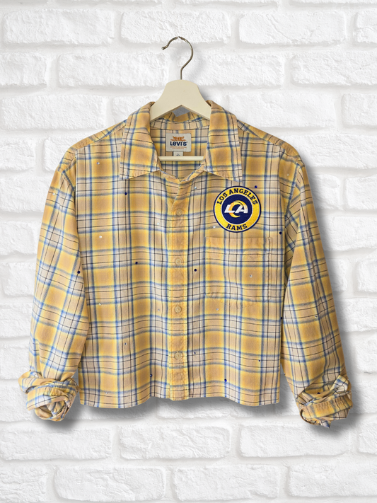 Los Angeles Rams Rhinestone Crop Flannel