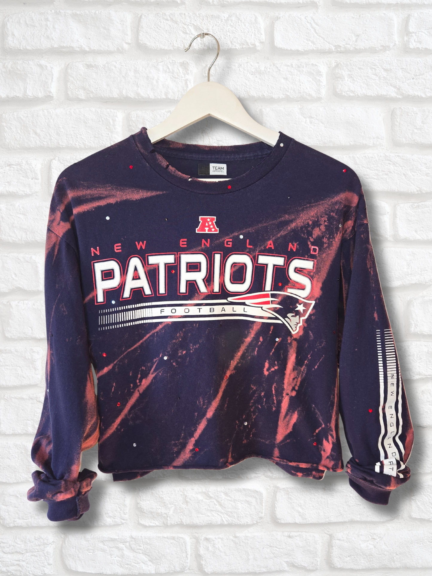 New England Patriots Long Sleeve Crop Top