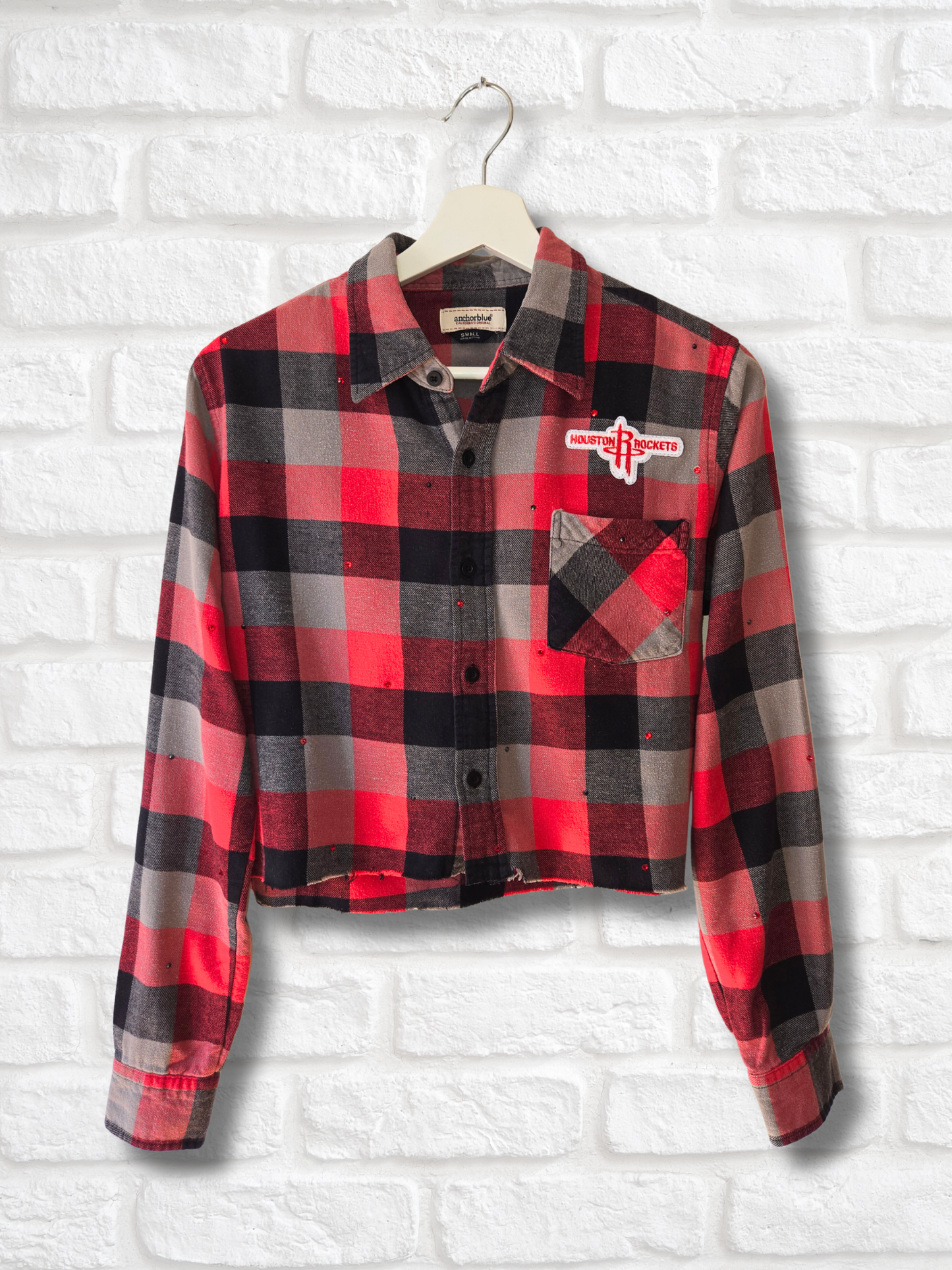 Houston Rockets Rhinestone Crop Flannel - Medium