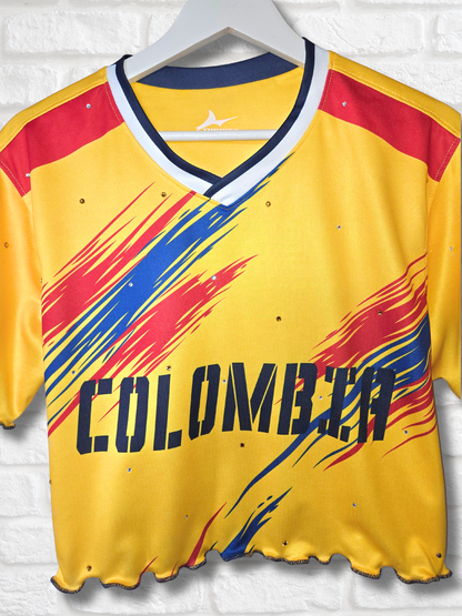 Team Colombia Ruffle Crop Top -  Medium