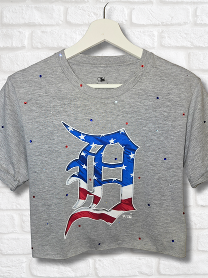 Detroit Tigers Stars & Stripes Crop Top- Small