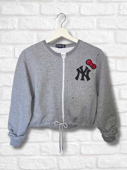 Yankees HK Crop Zip-Up Sweatshirt- Medium