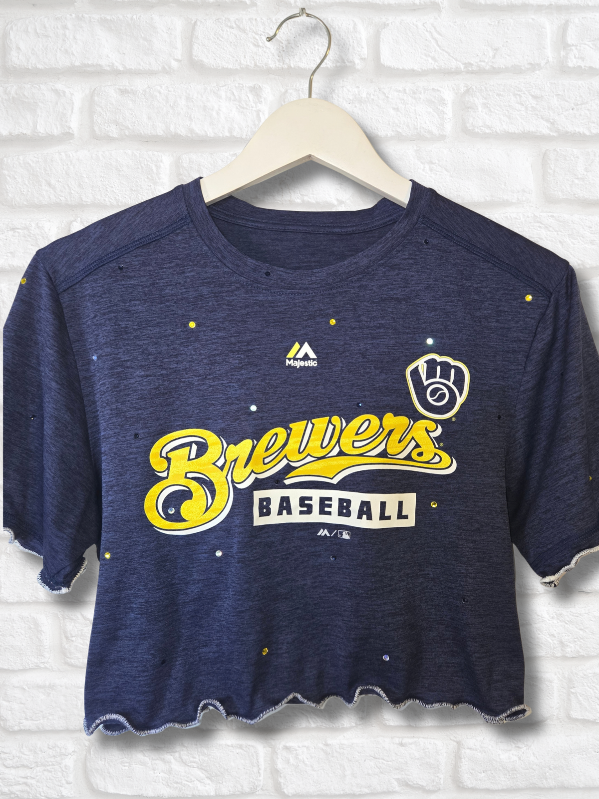 Milwaukee Brewers Ruffle Crop Top- Small