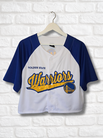 Golden State Warriors Crop Rhinestone Jersey