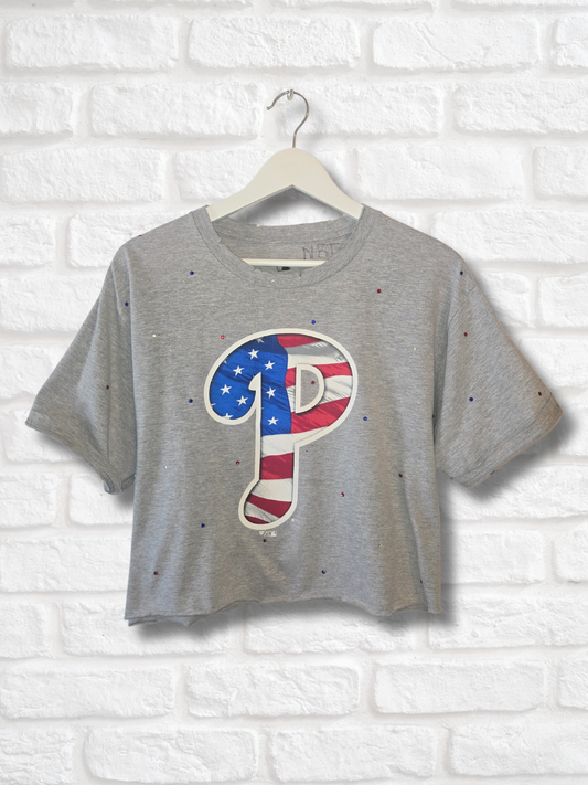 Philadelphia Phillies Stars & Stripes Crop Top- Large