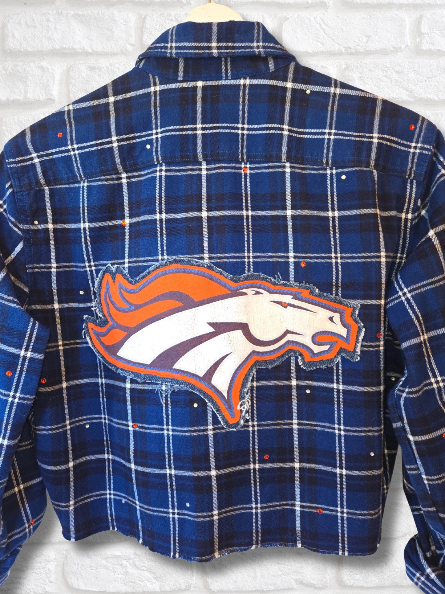 Denver Broncos Crop Rhinestone Flannel