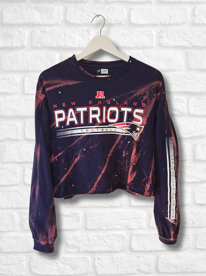New England Patriots Long Sleeve Crop Top