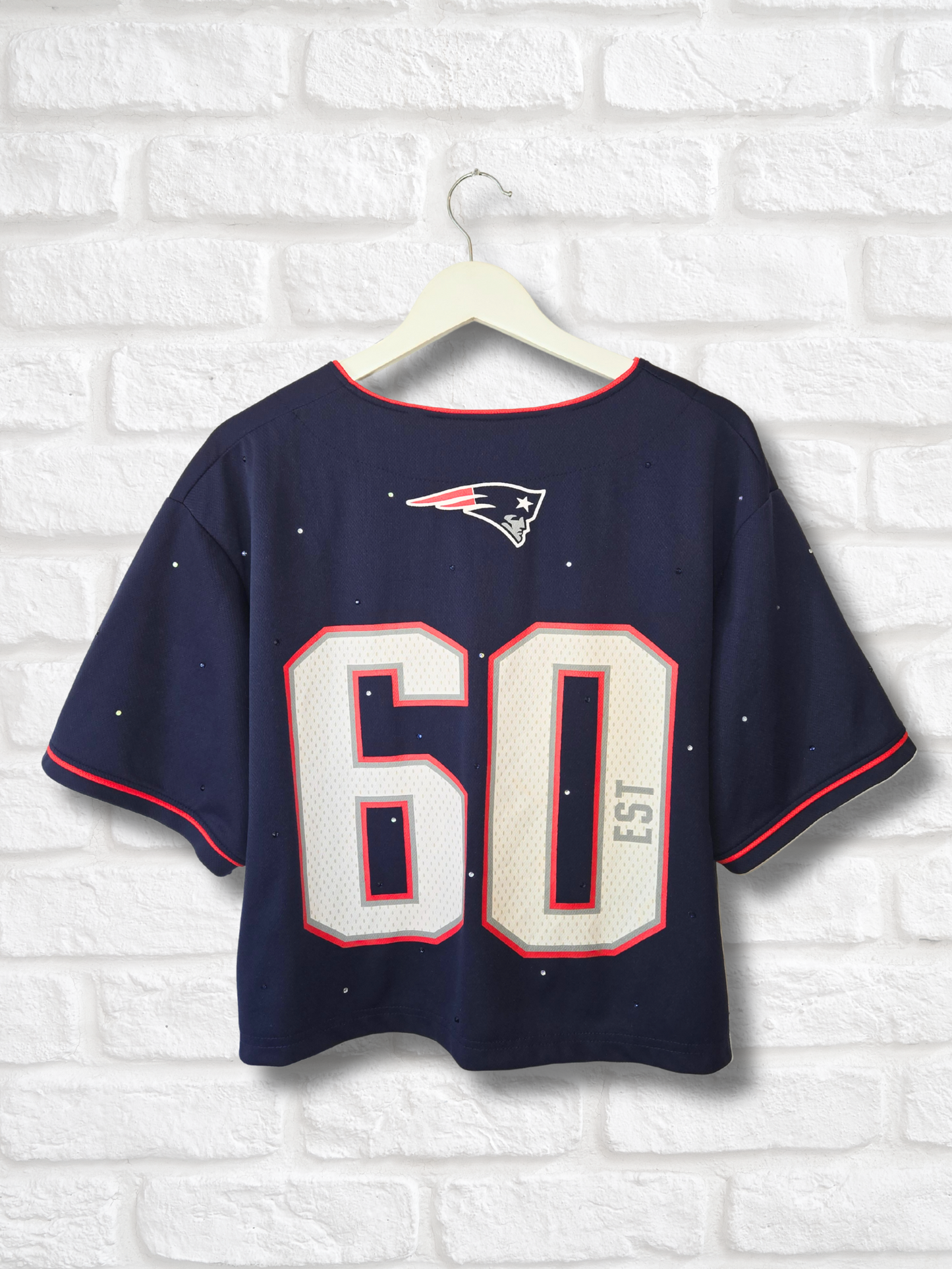 New England Patriots Crop Rhinestone Baseball Jersey