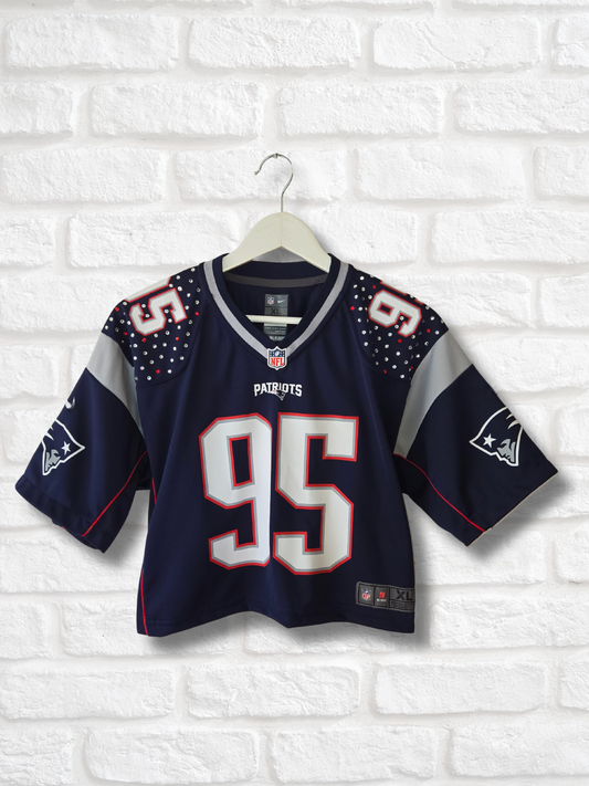 New England Patriots Rhinestone Crop Jersey