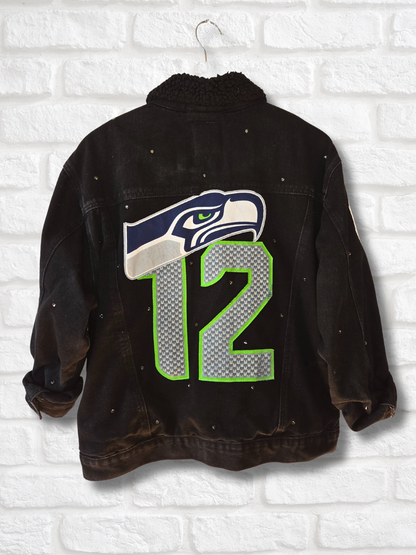 Seattle Seahawks Sherpa Lined Denim Jacket