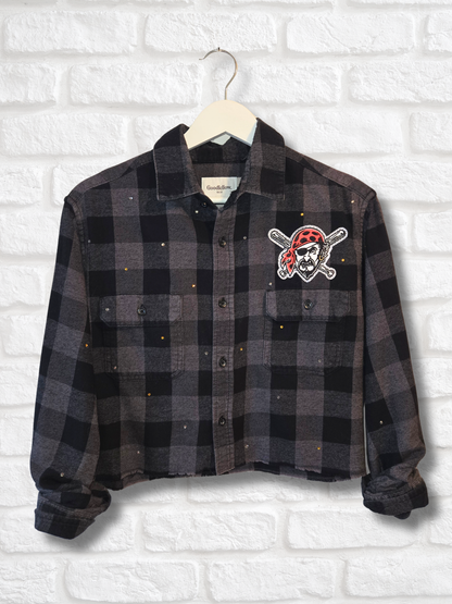 Pittsburgh Pirates Rhinestone Crop Flannel