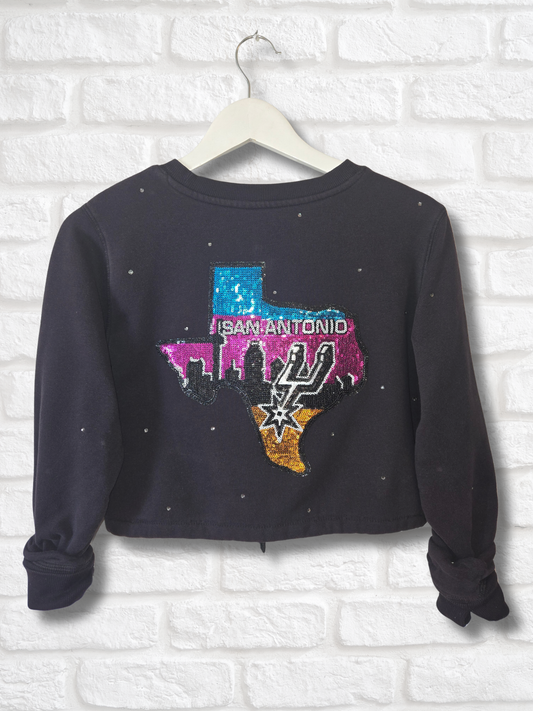 San Antonio Spurs Crop Zip-Up Sweatshirt - Small