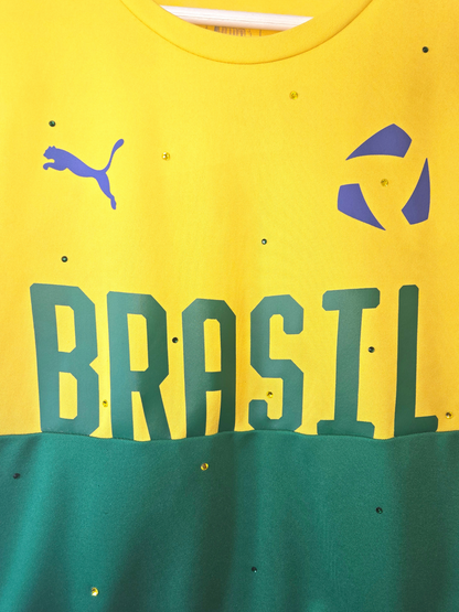 Team Brasil Ruffle Crop Top - Large