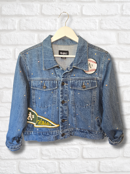 Vegas Athletics Crop Denim Jacket- Small/Medium