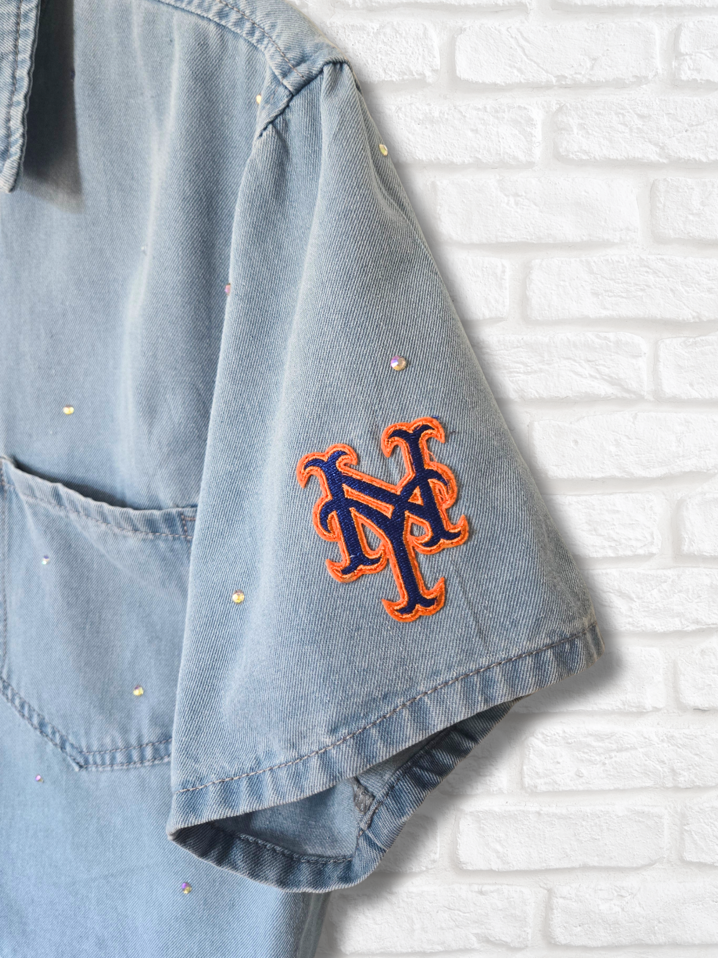 New York Mets Crop Button-up - Large