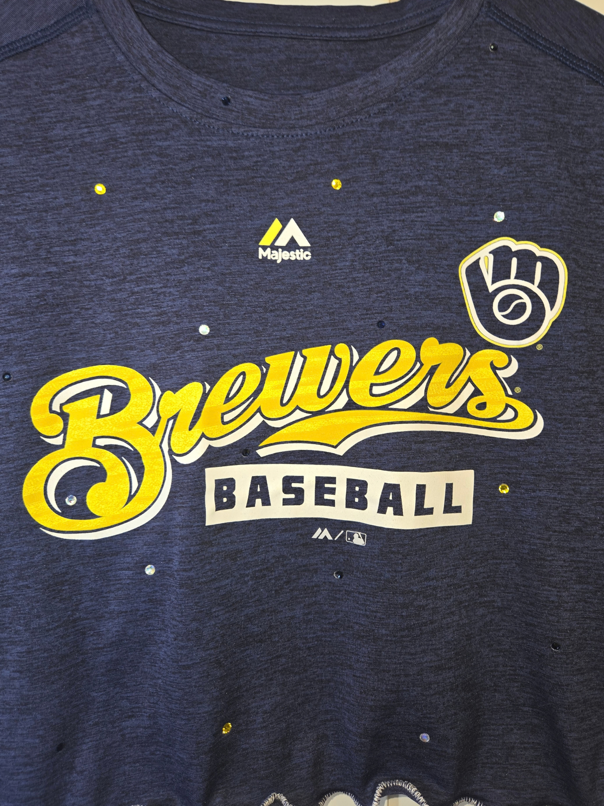 Milwaukee Brewers Ruffle Crop Top- Small