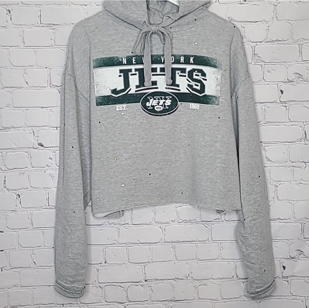 New York Jets Crop Hoodie