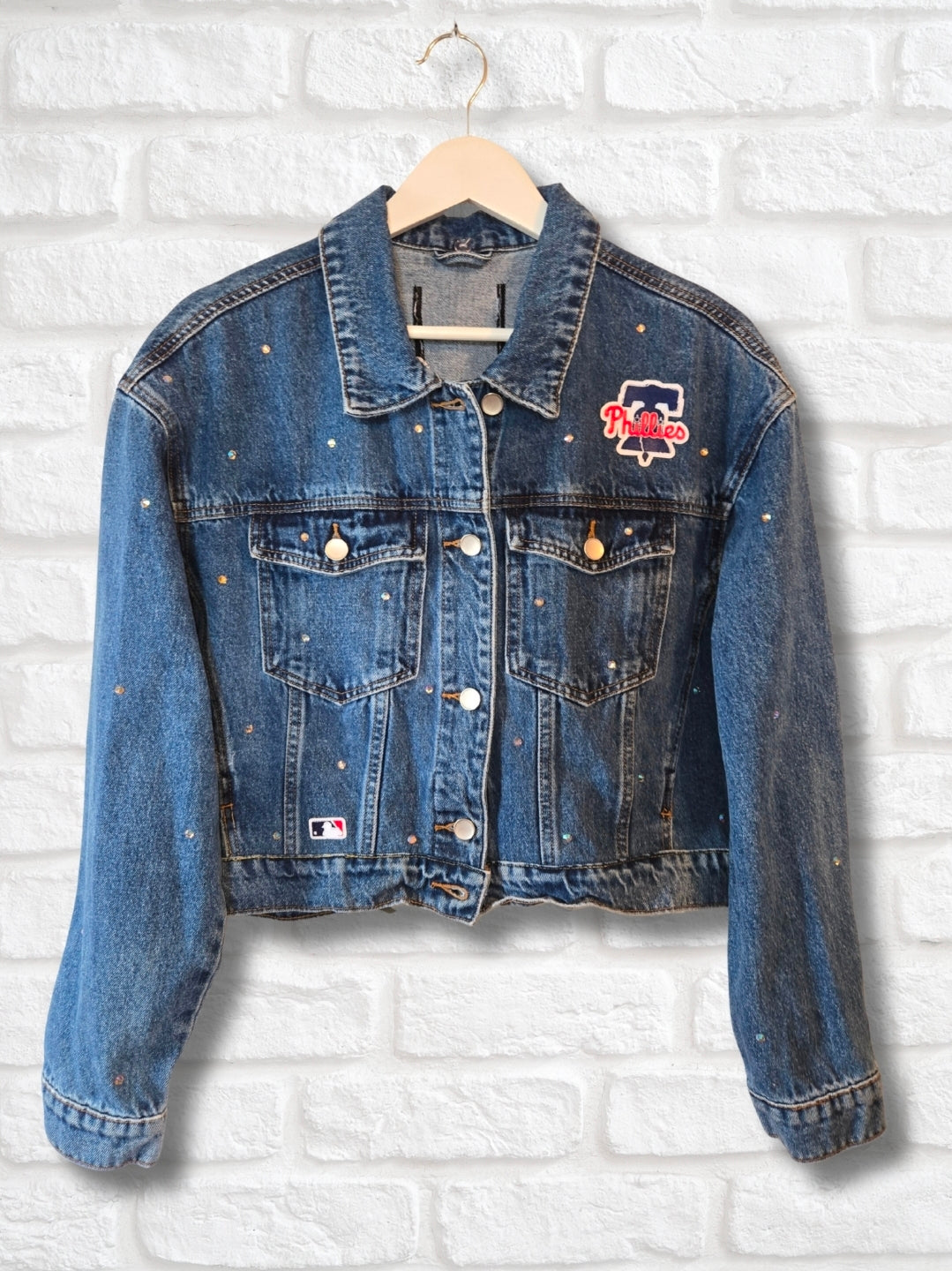Philadelphia Phillies Crop Denim Jacket- Large