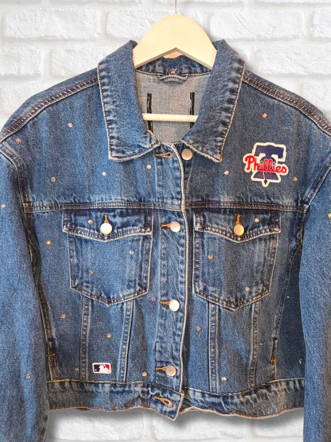 Philadelphia Phillies Crop Denim Jacket- Large
