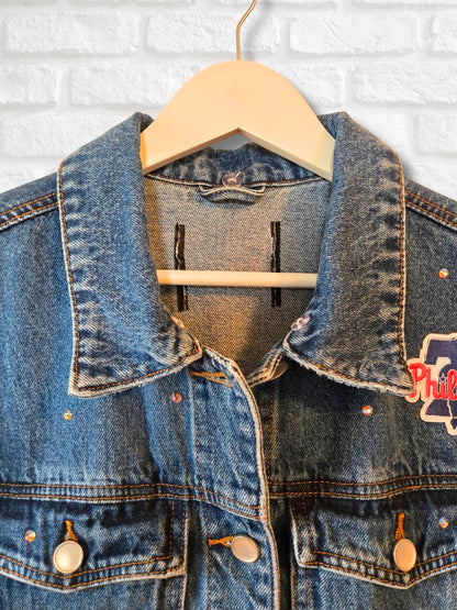 Philadelphia Phillies Crop Denim Jacket- Large