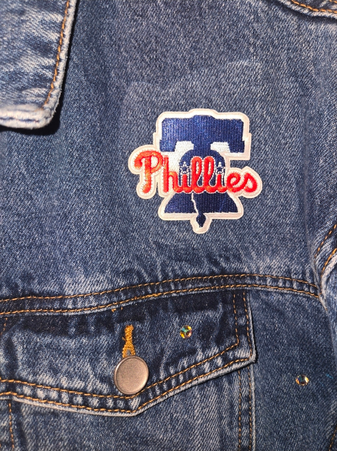Philadelphia Phillies Crop Denim Jacket- Large
