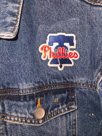 Philadelphia Phillies Crop Denim Jacket- Large