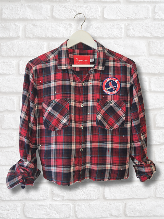 St. Louis Cardinals Rhinestone Crop Flannel