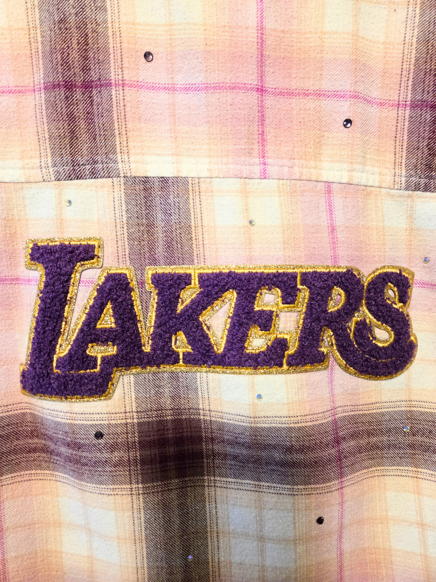 Los Angeles Lakers Rhinestone Crop Flannel