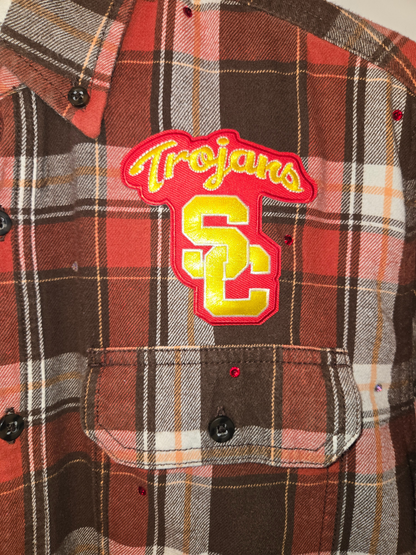 USC Trojans Crop Rhinestone Flannel