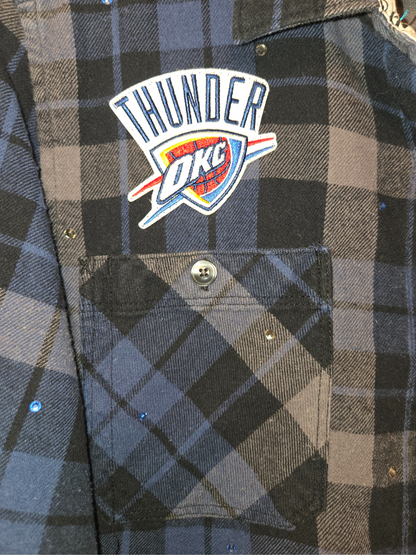 OKC Thunder Rhinestone Crop Flannel