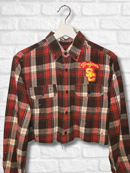 USC Trojans Crop Rhinestone Flannel