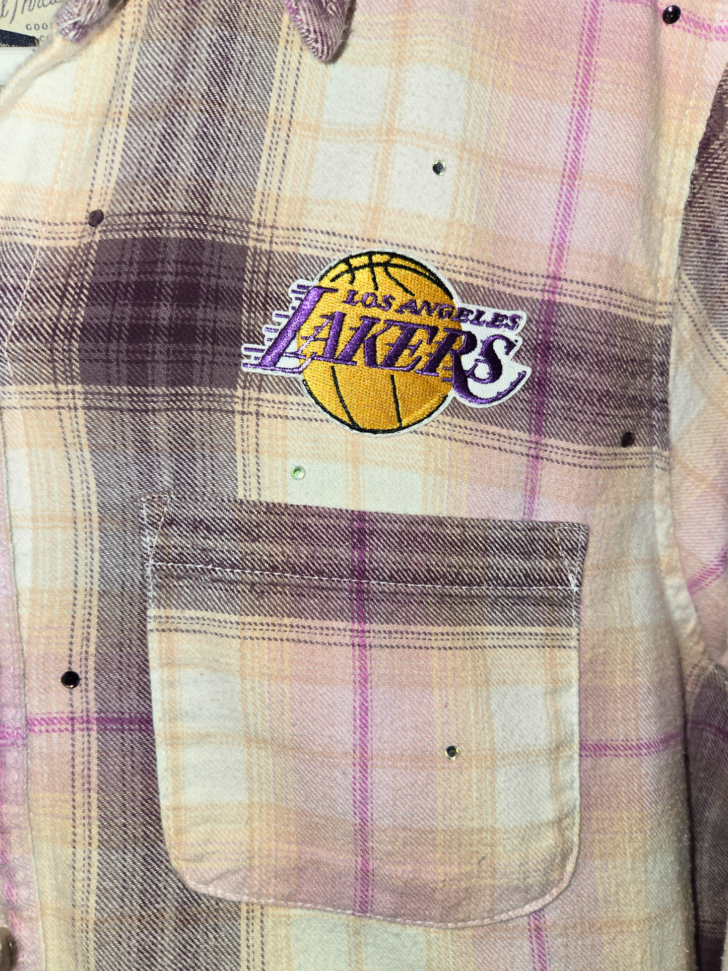 Los Angeles Lakers Rhinestone Crop Flannel