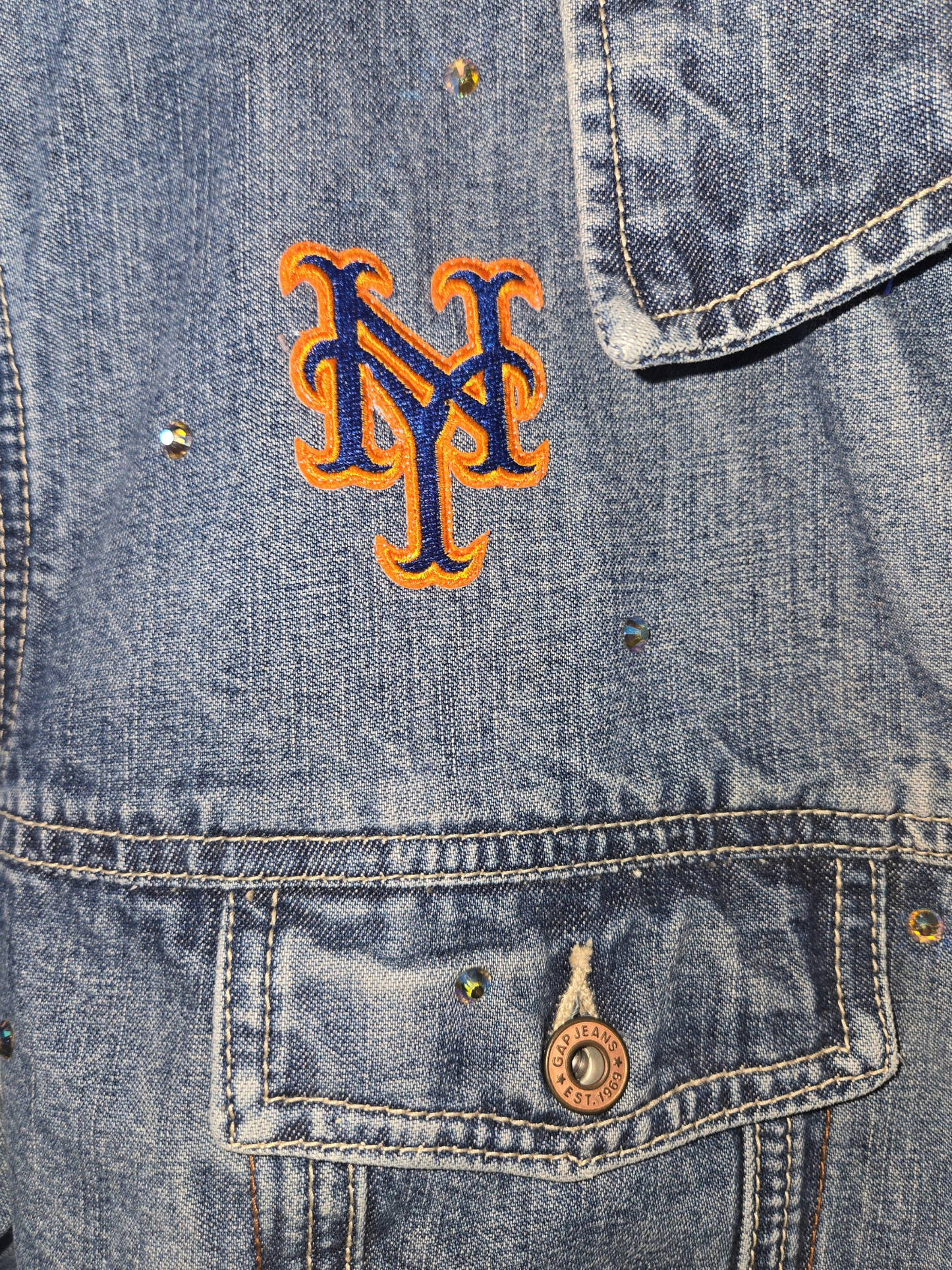New York Mets Crop Rhinestone Jacket