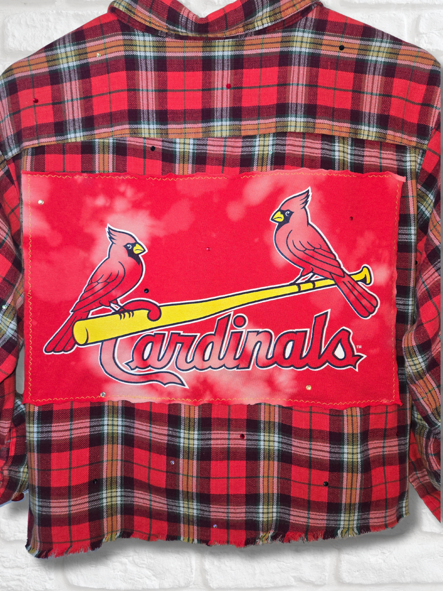 St. Louis Cardinals Rhinestone Crop Flannel