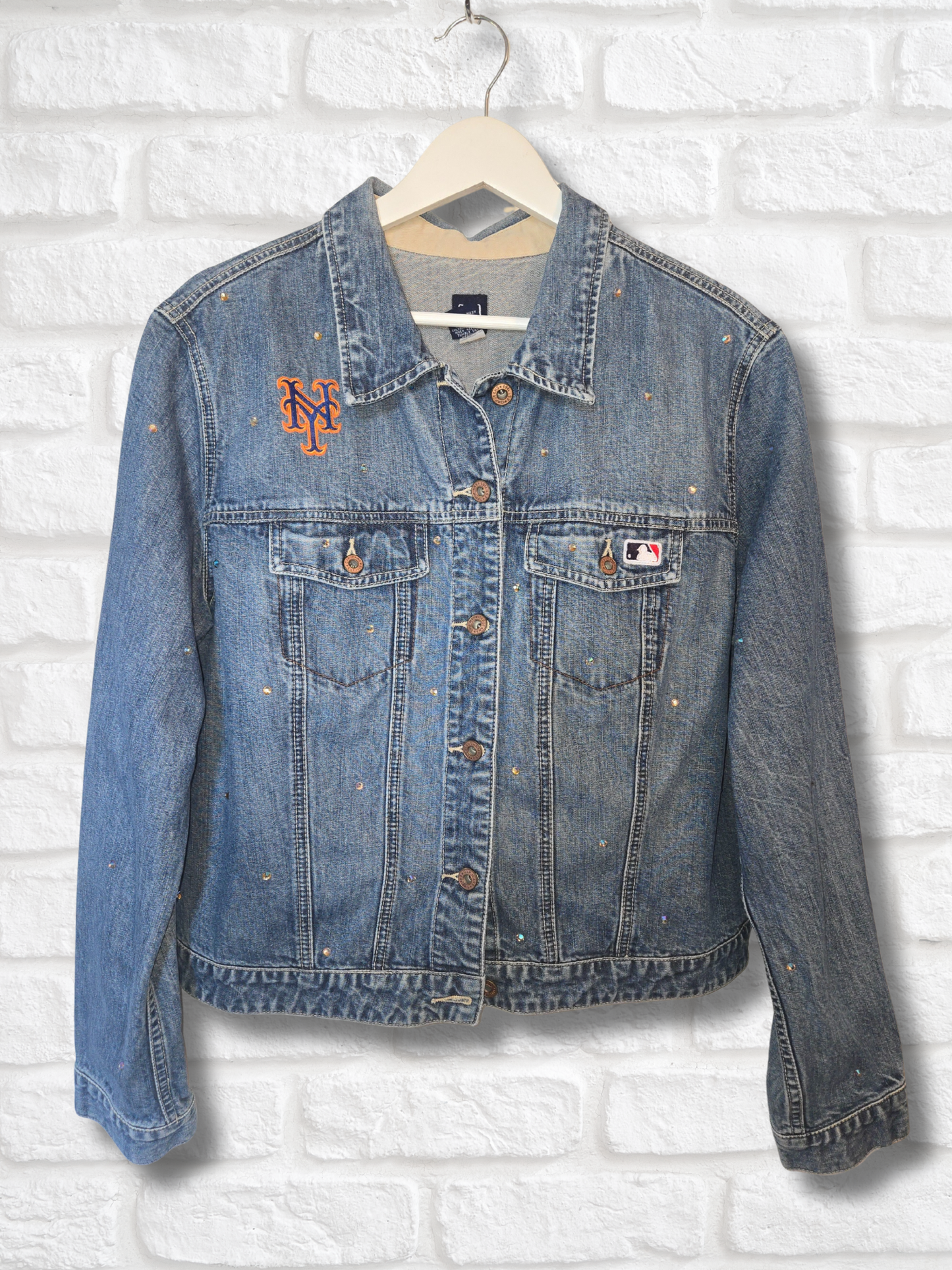 New York Mets Crop Rhinestone Jacket