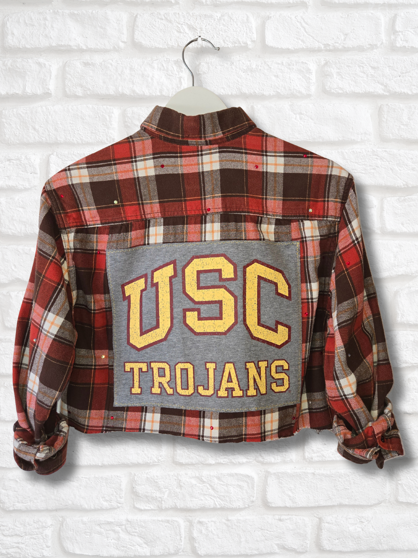 USC Trojans Crop Rhinestone Flannel