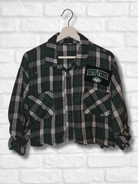 New York Jets Crop Flannel