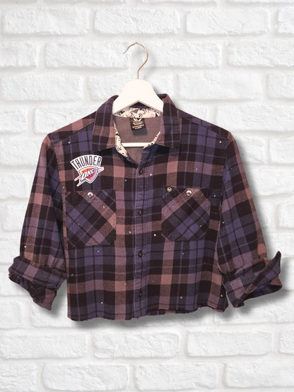 OKC Thunder Rhinestone Crop Flannel