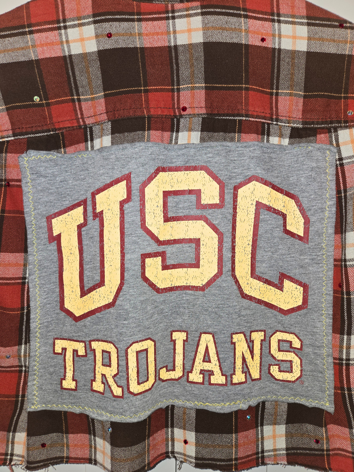 USC Trojans Crop Rhinestone Flannel